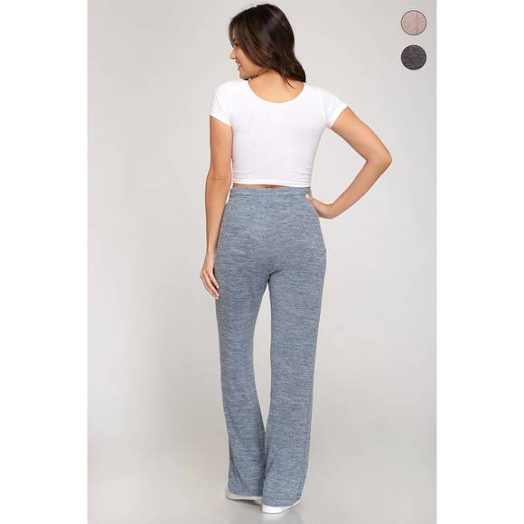 NEW SHE + SKY drawstring wide leg pant in dusty blue - Picture 3 of 3